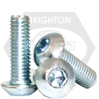 M6-1.00 x 50 mm Button Head Socket Cap Screws, Metric Class 10.9, Zinc-Bake Cr+3, Full Thread, Coarse (UNC), ISO 7380, Qty 100