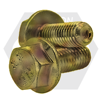 M6-1.00 x 40 mm Hex Flange Bolts, Non-Serrated, Metric Class 8.8, Zinc-Yellow Cr+6, Partial Thread, Coarse (UNC), DIN 6921, Qty 150