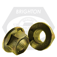 M16-2.00 Hex Flange Nuts, Non-Serrated, Metric Class 8, Zinc-Yellow Cr+6, Coarse (UNC), DIN 6923, Qty 50