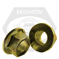 M12-1.75 Hex Flange Nuts, Non-Serrated, Metric Class 10, Zinc-Yellow Cr+6, Coarse (UNC), DIN 6923, Qty 100