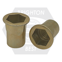 M6 - 1.0 ISO (4.20-6.60) Steel Hex Rivet Nut Zinc-Yellow Cr+3 (Metric), Qty 500