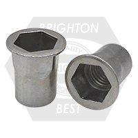 10-32 UNF (.020-.130) Aluminum 5056 Hex Rivet Nut Plain (Inch), Qty 1000