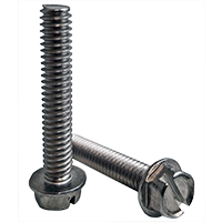 #8-32 x 1 3/4" Machine Screws, Slotted Indent Hex Washer Head HWH, 18-8 Stainless Steel A2, Full Thread, Qty 100