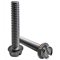 #10-24 x 1 1/4" Machine Screws, Slotted Indent Hex Washer Head HWH, 18-8 Stainless Steel A2, Full Thread, Qty 100