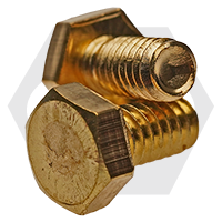 1/4"-20 x 2 1/4" Tap Bolts, Hex Head, Brass, Full Thread, Qty 100
