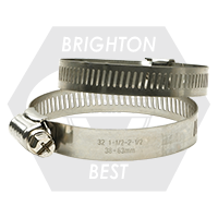 #28 (1-1/4"-2-1/4") (32mm-57mm) 304 Stainless Steel Housing And Band - Steel Nickel Plated Screw (Worm-Gear), Qty 100