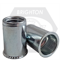 M5 (.020-.130) Steel Rivet Nuts, Small Flange, Smooth Body, Zinc Cr+3, Qty 500