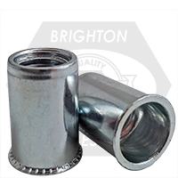 M8 (.030-.165) Steel Rivet Nuts, Small Flange, Smooth Body, Zinc Cr+3, Qty 500