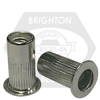 10-24 (.130-.225) Aluminum Rivet Nuts, Large Flange, Knurled Body, Qty 500