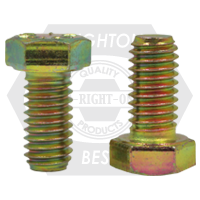 7/16"-14 x 6" Hex Cap Screws, Grade 8, Zinc-Yellow Cr+6 Bake, Partial Thread, Coarse (UNC), Made in China, Qty 125