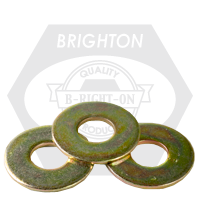 3/8" USS Flat Washers, Zinc-Yellow Cr+6, Qty 50