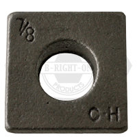 3/8" Square Beveled Malleable Iron Washers, Plain Finish, Qty 600