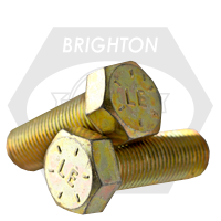 7/8"-14 x 10" Hex Cap Screws, Grade 8, Zinc-Yellow Bake Cr+3, Fine (UNF), Made in USA, Qty 20