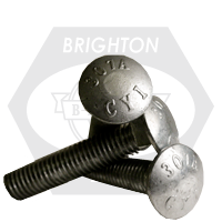 1/2"-13 x 10 1/2" Carriage Bolts, Grade A, A307, Hot-Dipped Galvanized HDG, Partial Thread (6" Thread), Qty 120