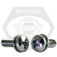 #4-40 x 1/4" Machine Screws w/ Internal Tooth Lock Washer, Phillips Pan Head, SEMS, Zinc Cr+3, Qty 30000