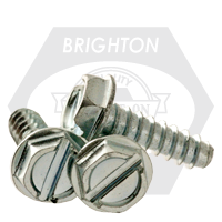 #10-16 x 3/8" Self-Tapping Screws, Slotted Indent Hex Washer Head HWH, Type B, Zinc Cr+3, Full Thread, Qty 9000