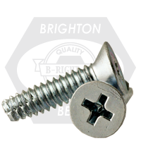#10-24 x 1 1/4" Thread-Cutting Screws, Slotted Indent Hex Washer Head HWH, Type F, Zinc Cr+3, Full Thread, Qty 3000