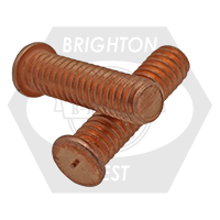 #6-32 x 3/4" Flanged Capacitor Discharge (Cd) Stud, Mild Steel, Copper Plated, Qty 5000