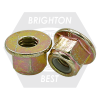 M8-1.25 Nylon Flange Lock Nuts, Non-Serrated, Metric Class 8, Zinc-Yellow Cr+6, Coarse (UNC), DIN 6926, Qty 1500