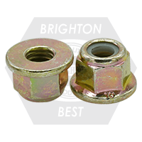 M8-1.25 Nylon Flange Lock Nuts, Non-Serrated, Metric Class 10, Zinc-Yellow Cr+6, Coarse (UNC), DIN 6926, Qty 1500