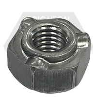 7/16-14 (9417173) Hex Weld Nut, Short Pilot, 3 Projections, Plain Steel, Qty 1200