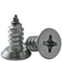 #10-16 x 3/8" Self-Tapping Screws, Undercut Phillips Flat Head, Type AB, 18-8 Stainless Steel, Full Thread, Qty 500