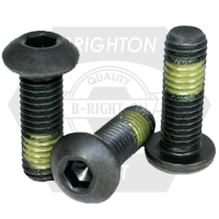 #10-32 x 7/8" Button Head Socket Cap Screws, Nylon-Patch Thermal Black Oxide, Full Thread, Fine (UNF), Alloy Steel, Qty 100
