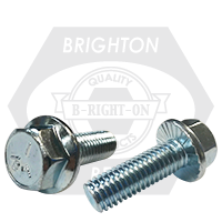 1/4"-20 x 2" Grade 5 Hex Head Serrated Flange Screw Zinc Cr+3, Fully Threaded, Qty 100