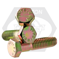 1/4"-28 x 1 1/4" Hex Cap Screws, Grade 5, Zinc-Yellow Cr+6, Partial Thread, Fine (UNF), Medium Carbon Steel, Qty 100