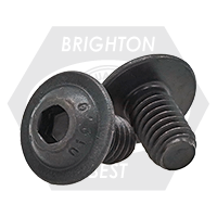 M8-1.25 x 16 mm Button Head Socket Cap Flange Screws, Metric Class 10.9, Thermal Black Oxide, Full Thread, Coarse (UNC), Qty 1