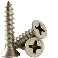 #6-18 x 1 3/8" Self-Tapping Screws, Phillips Flat Head, Type A, 18-8 Stainless Steel A2, Full Thread, Qty 1000