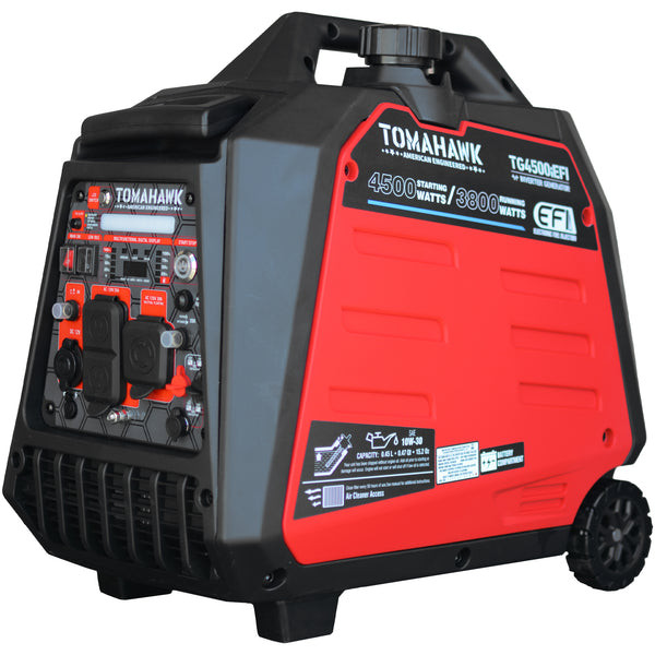 Tomahawk TG4500iEFI 4500 Max Watt Inverter Gas Powered Portable Generator, EFI, CO Sensor