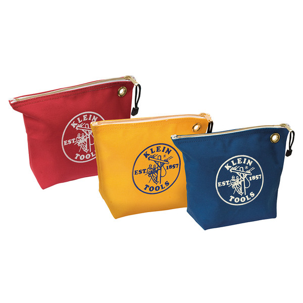 Klein Tools 5539CPAK Zipper Bags, Assorted Canvas Tool Pouches, 3-Pack
