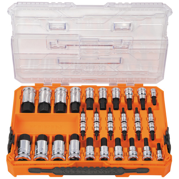 Klein Tools 65233HEX Knurled Hex Bit Socket Set, SAE and Metric, 33-pc