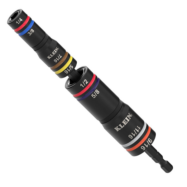Klein Tools 652QS Quad-8 Deep-Well Heavy-Duty Impact Flip Sockets, SAE, 3-Piece