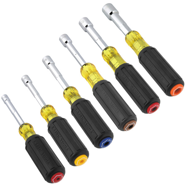 Klein Tools 65456MAG Color-Coded Magnetic Hollow-Shaft Heavy-Duty Nut Driver Set, 6-Piece