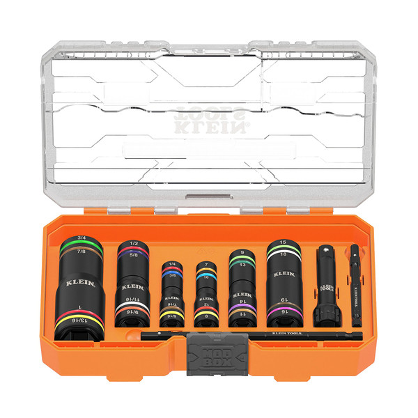 Klein Tools 656QS KNECT Quad-24 Heavy-Duty Impact Flip Sockets, SAE and Metric, 9-Piece