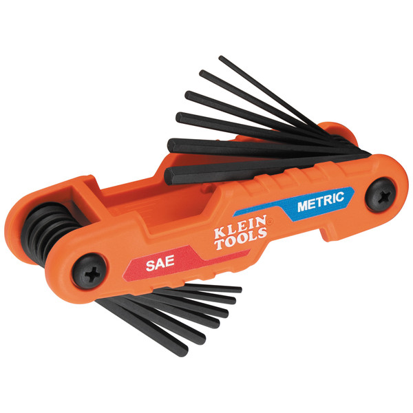 Klein Tools 70590 Compact Folding Hex Key Set, 12-Key, SAE, Metric Sizes