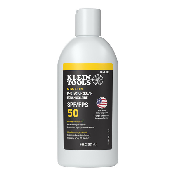 Klein Tools SPF50LOT8 Sunscreen Lotion, Broad Spectrum SPF 50, 8 FL oz, 12-Pack
