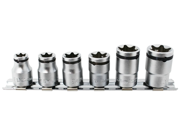 Ko-ken KB-RS3425/6-2B 3/8 Sq. Dr. 6 Piece NUT GRIP® TORX® Socket set E10-E20