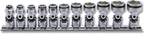 Ko-ken RS2441M/11 1/4 Sq. Dr. Universal NUT GRIP® Socket Set,  5mm-15mm - 11 pieces
