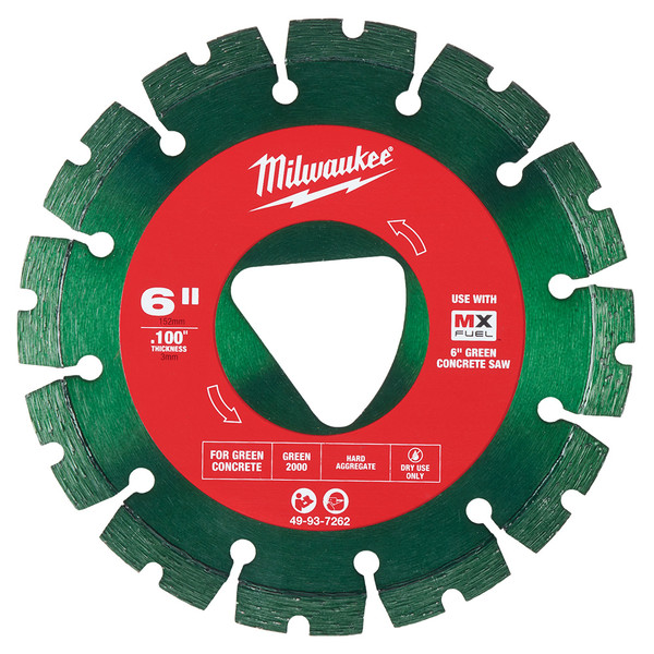 Milwaukee 49-93-7262 Green 6 x .100 Diamond Blade for Green Concrete
