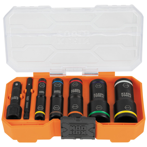 Klein Tools 65618 KNECT Flip-10 Heavy Duty Flip Impact Socket Set, SAE, 8-Piece