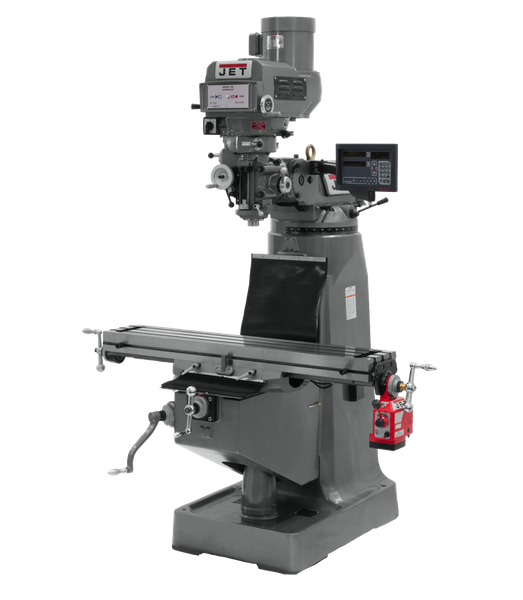 JET JT9-690090-4 JTM-4VS Mill With 3-Axis Newall NMS800 DRO (Quill) With X-Axis Powerfeed 460V