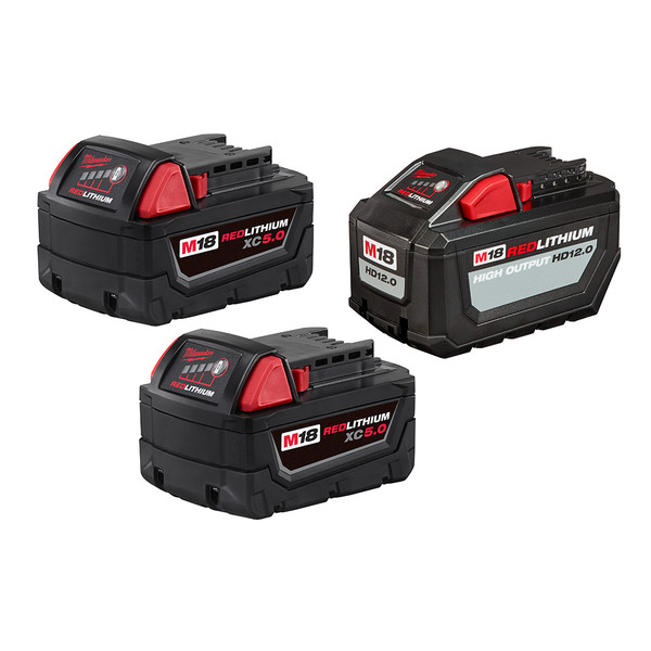 Milwaukee 48-11-1812P5 M18 HD12.0AH Battery w/(2) XC5.0AH