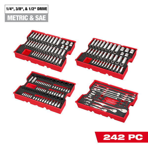 Milwaukee 48-22-9490 242pc MM SAE Socket Set w/Foam