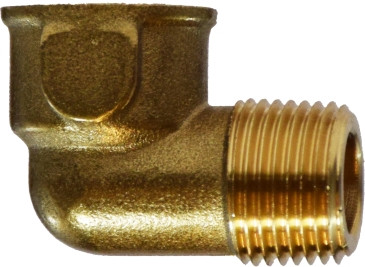 Midland Metal 28167 90 deg Street Elbow, 3/8 in MNPT x 3/8 in FNPT, Brass