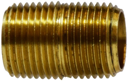Midland Metal 28132 Close Nipple, 1/4 in MNPTF x 1/4 in MNPTF, 0.88 in, Brass