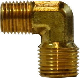 Midland Metal 28274 90 deg Reducing Elbow, 1/4 in MIP x 1/8 in MIP, Brass