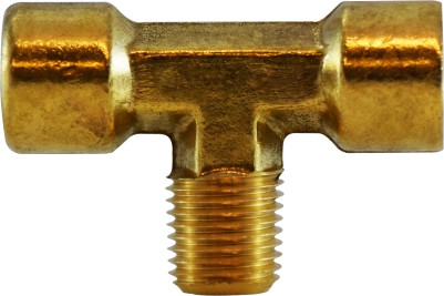 Midland Metal 28282F Branch Tee, 1/4 in FNPTF x 1/4 in FNPTF x 1/4 in MNPTF, Brass